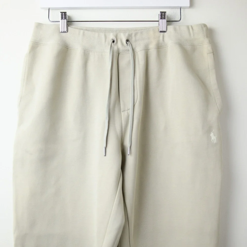 Polo Ralph Lauren Joggers Mens L Beige Cotton Pony Drawstring Casual Sweatpants